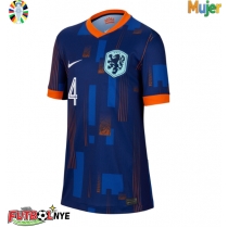 Camiseta Países Bajos Virgil van Dijk #4 Visitante Equipación para mujer Eurocopa 2024 manga corta